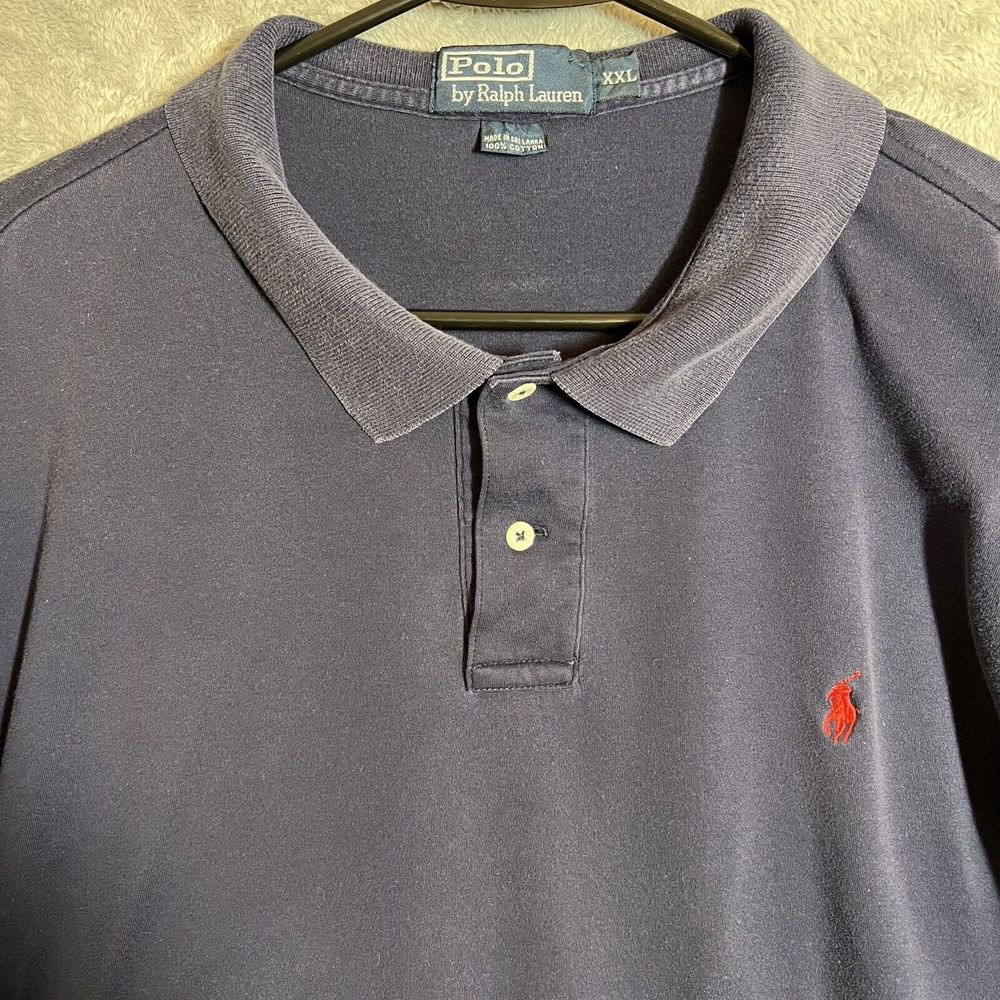 Ralph Lauren Polo Shirt Adult XXL Navy Blue Red Pony RL‎ Mens